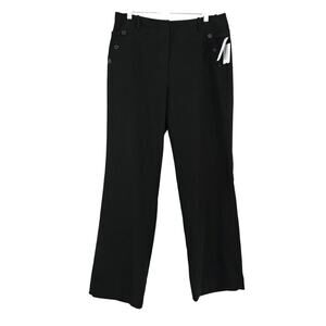 Larry Levine Black Trouser Pants Washable Stretch Button Detail -sz 14 - NWT